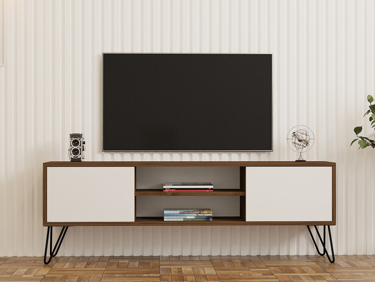 Comodă TV Eva, Nuc - Alb, 140x30x50 cm