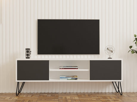 Comodă TV Hare, Alb - Antracit, 140x30x50 cm