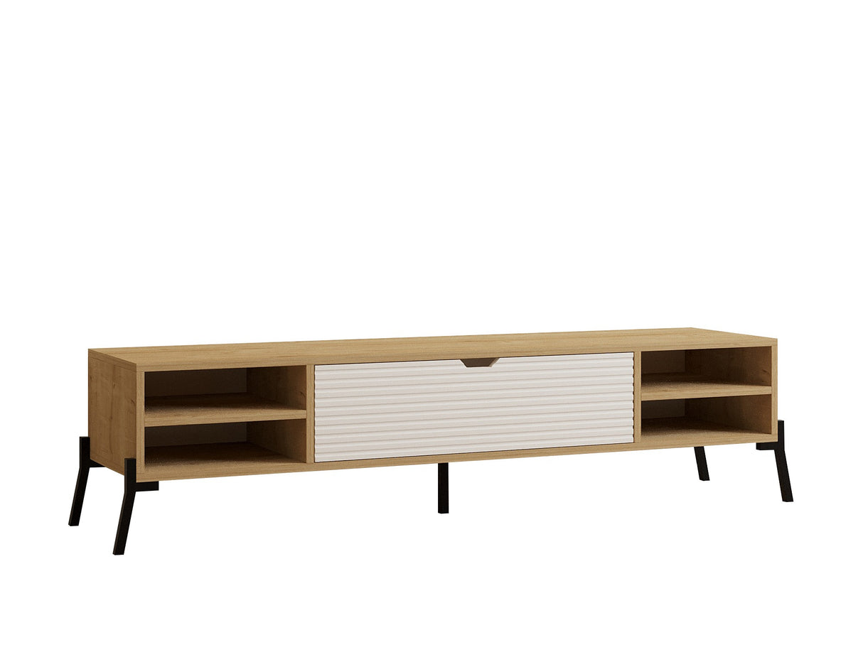 Comodă TV Santa, Stejar safir - Alb, 160x40x36 cm