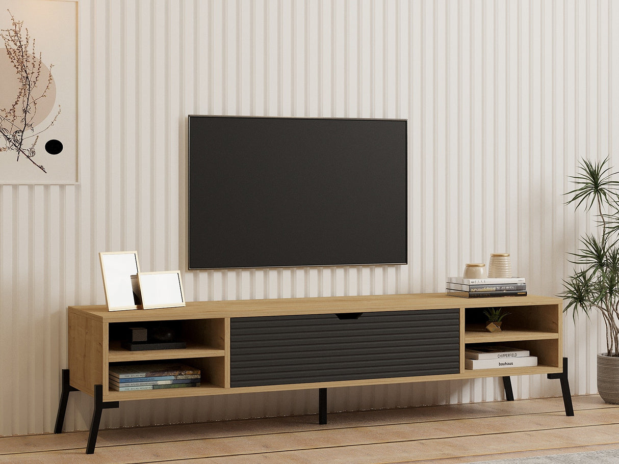 Comodă TV Santa - Sapphire Oak, Antracite, Stejar safir - Antracit, 160x40x36 cm
