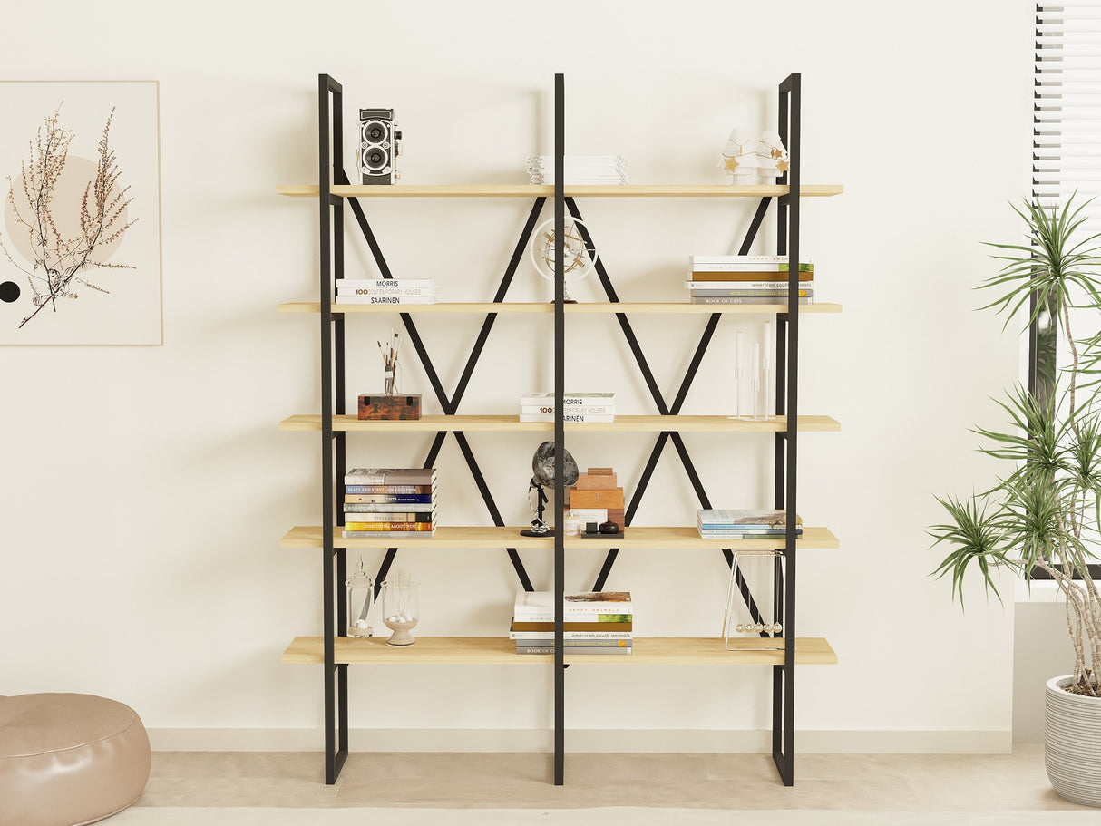 Bibliotecă Heybeliada, Sapphire - Negru, 126x26x160 cm