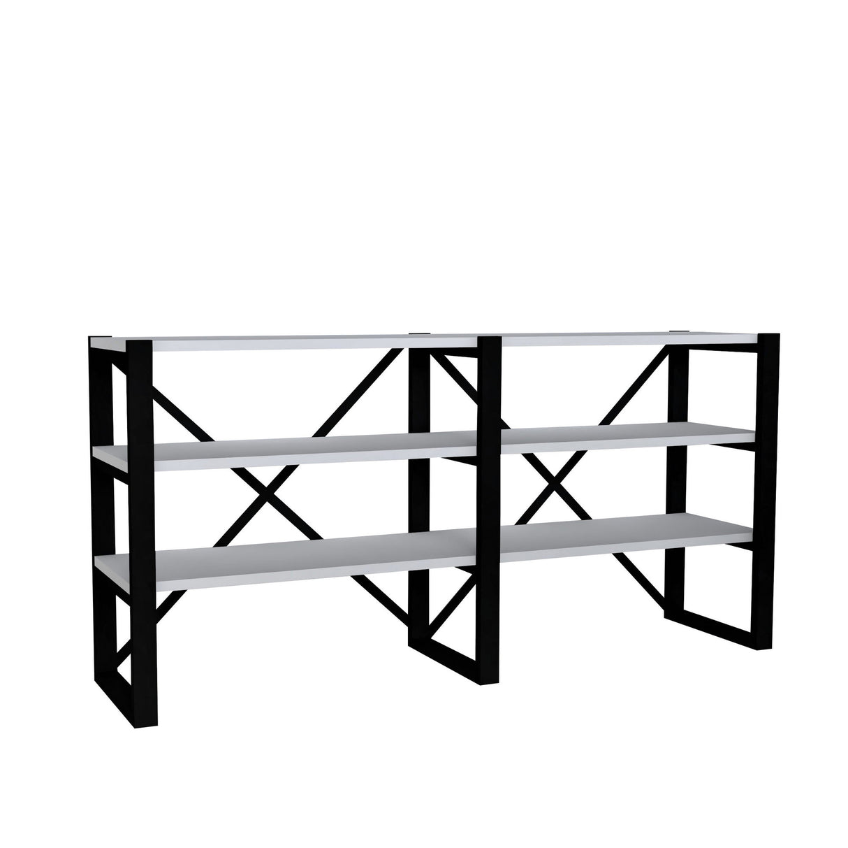 Bibliotecă Bodrum, Alb - Negru, 133x32x65 cm