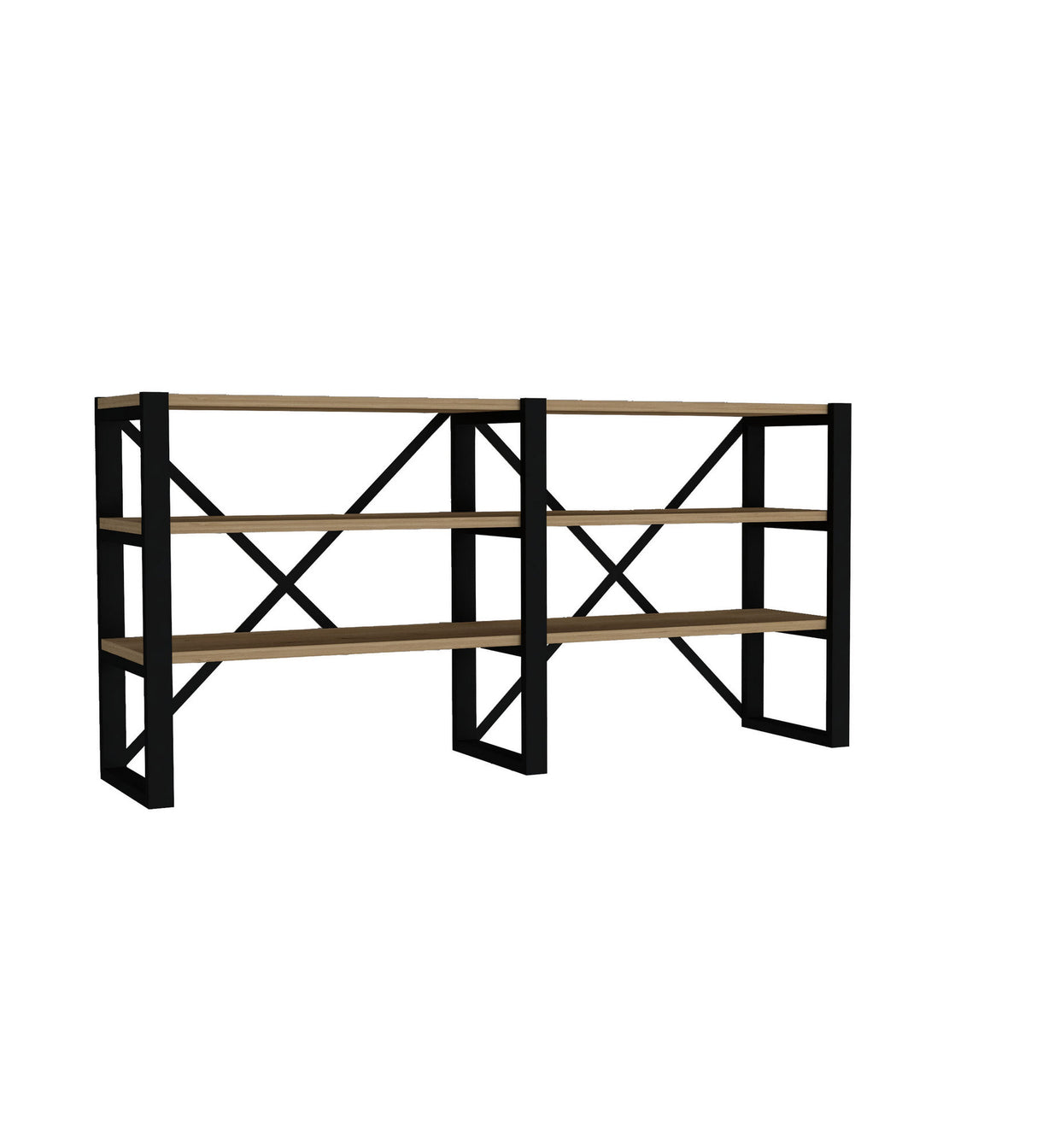 Bibliotecă Datça, Sapphire - Negru, 133x32x65 cm