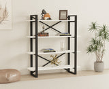 Bibliotecă Makro, Alb - Negru, 106x33x120 cm