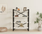 Bibliotecă Makro, Alb - Negru, 106x33x120 cm