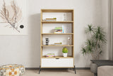Bibliotecă Numana, Stejar safir - Alb, 84x30x160 cm