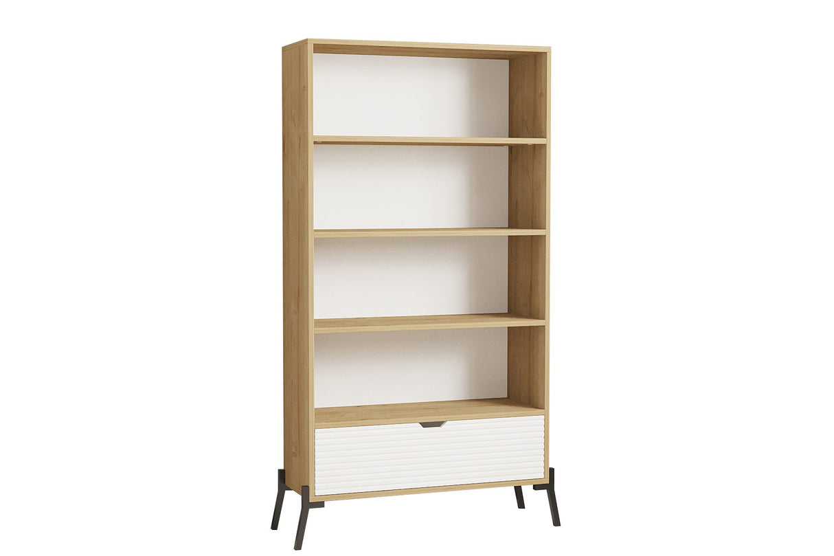 Bibliotecă Numana, Stejar safir - Alb, 84x30x160 cm