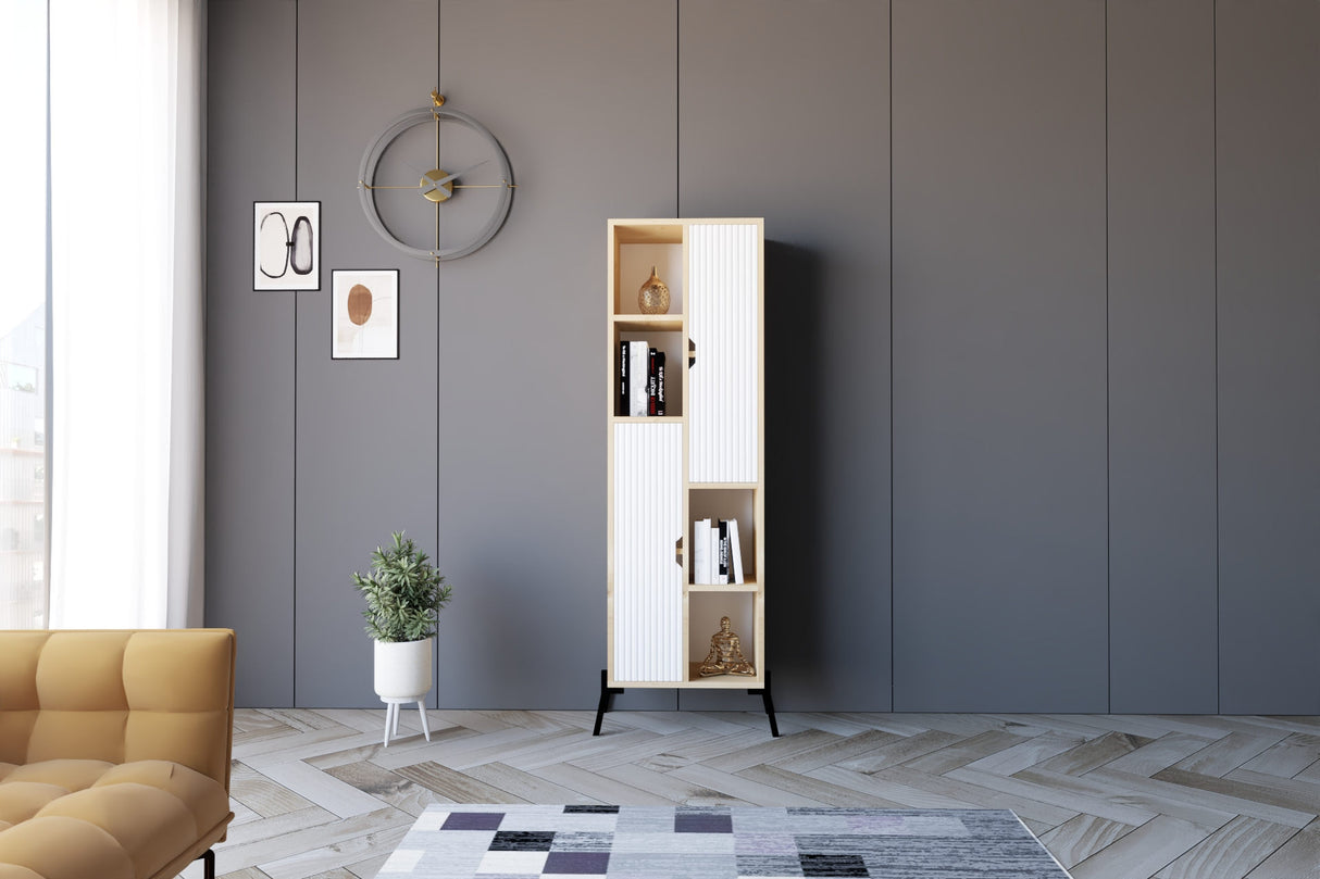 Bibliotecă Sorrento, Stejar safir - Alb, 48x30x160 cm
