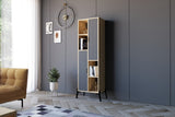 Bibliotecă Sorrento - Sapphire Oak, Antracite, Stejar safir - Antracit, 48x30x160 cm