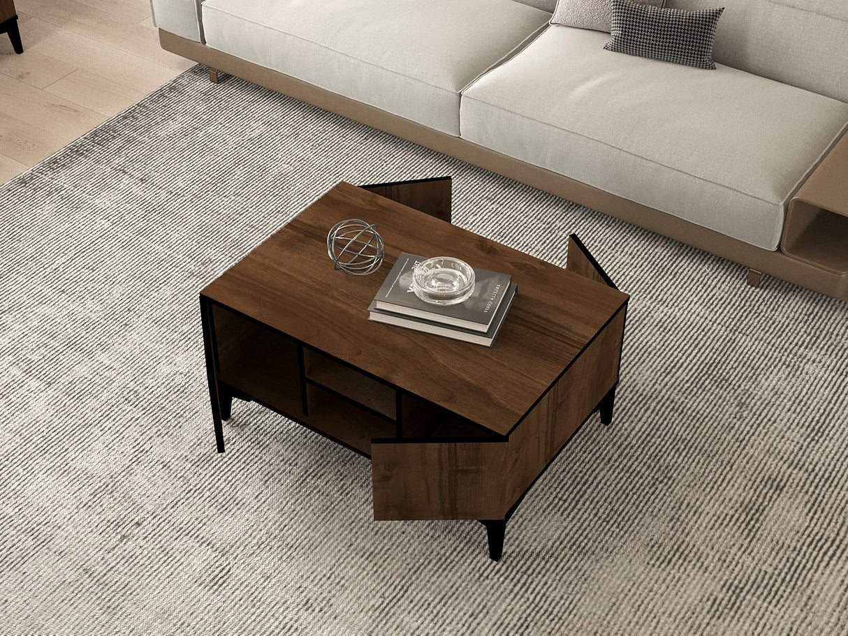 Set mobilă pentru sufragerie Goral, Nuc - Negru, 180x40x45 cm
