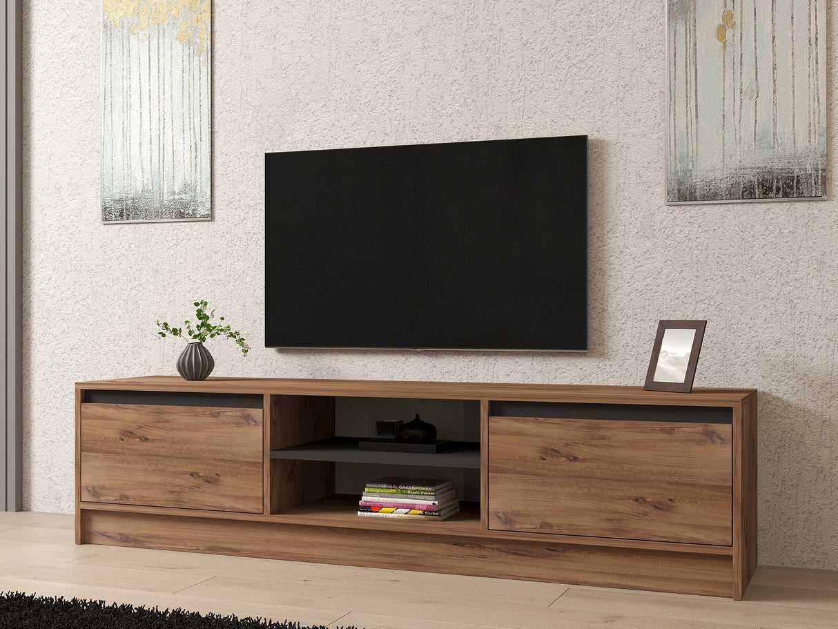 Comodă TV Isıl, Pin atlantic - Antracit, 180x40x45 cm