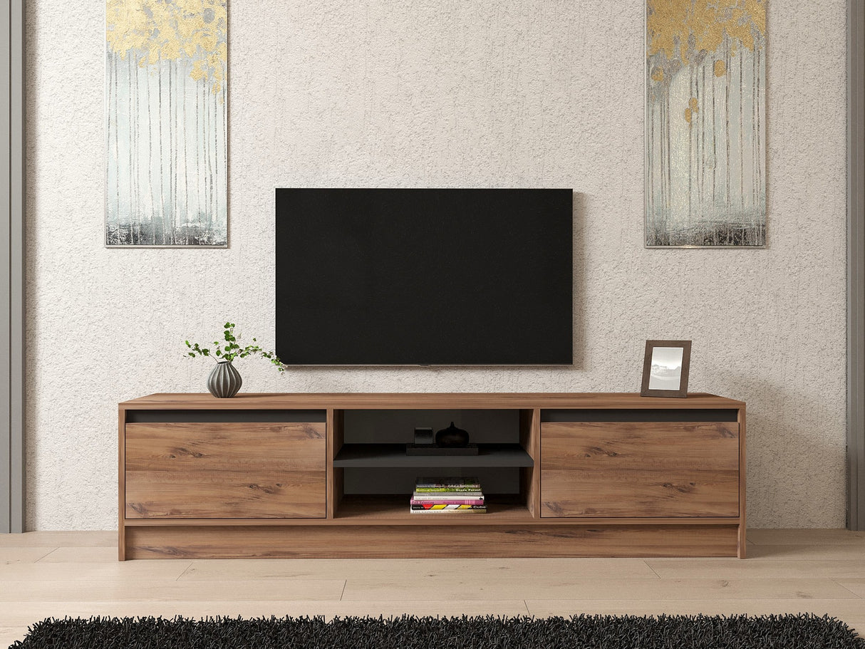 Comodă TV Isıl, Pin atlantic - Antracit, 180x40x45 cm