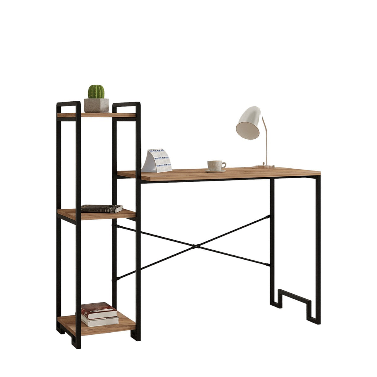 Birou Home, Pin atlantic - Negru, Ø16x120 cm