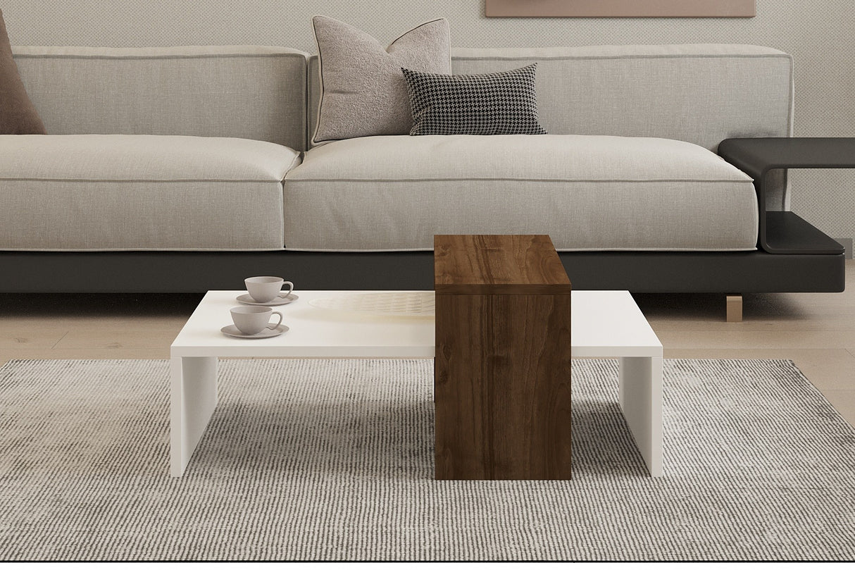 Măsuță de cafea Glow, Diverse culori, 80x50x32 cm - Nuc - Alb | SKU: 835PUQ2817 | Măsuță de cafea Glow, 80x50x32 cm, varianta Nuc - Alb, produs pentru amenajarea locuinței, disponibil online în România la CasaMob
