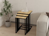 Set 3 măsuțe de cafea Roma, Sapphire - Negru, 40x40x62 cm
