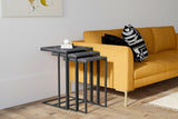 Set 3 măsuțe de cafea Black Mermer, Negru, 40x40x60 cm