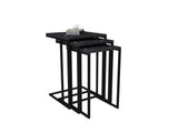Set 3 măsuțe de cafea Black Mermer, Negru, 40x40x60 cm