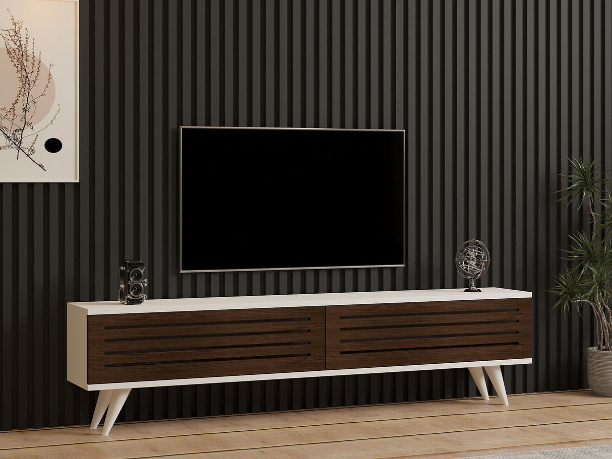 Comodă TV Hill, Nuc - Alb, 160x25x40 cm