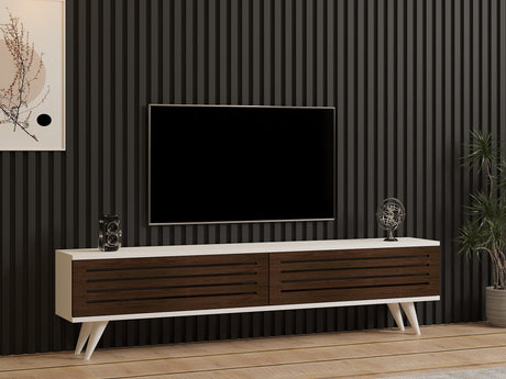 Comodă TV Hill, Nuc - Alb, 160x25x40 cm