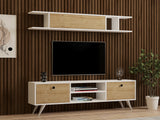 Comodă TV Italo, Alb - Pin, 160x30x45 cm