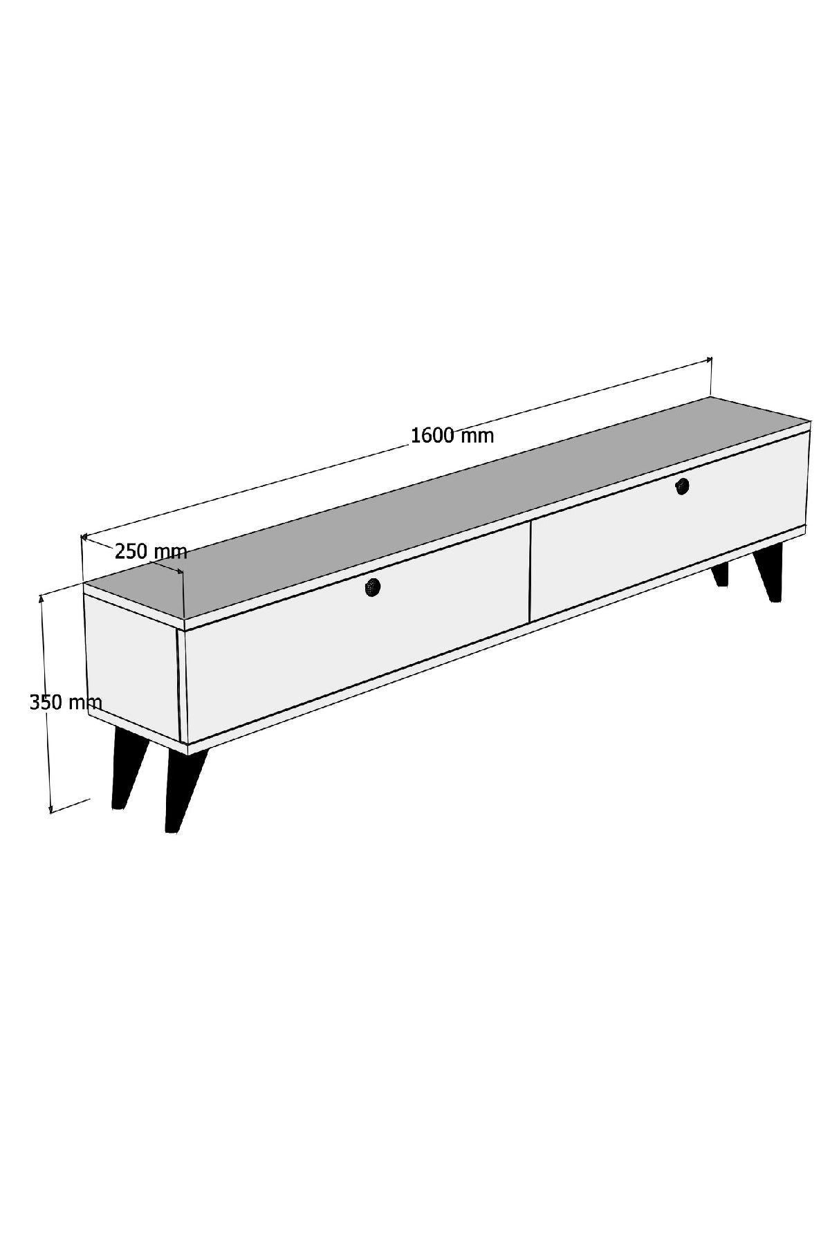 Comodă TV Paris, Diverse culori, 160x25x40 cm - Alb - Nuc | SKU: 835PUQ3021 | Comodă TV Paris, 160x25x40 cm, varianta Alb - Nuc, produs pentru amenajarea locuinței, disponibil online în România la CasaMob