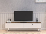Comodă TV Paris, Diverse culori, 160x25x40 cm - Alb - Nuc | SKU: 835PUQ3021 | Comodă TV Paris, 160x25x40 cm, varianta Alb - Nuc, produs pentru amenajarea locuinței, disponibil online în România la CasaMob
