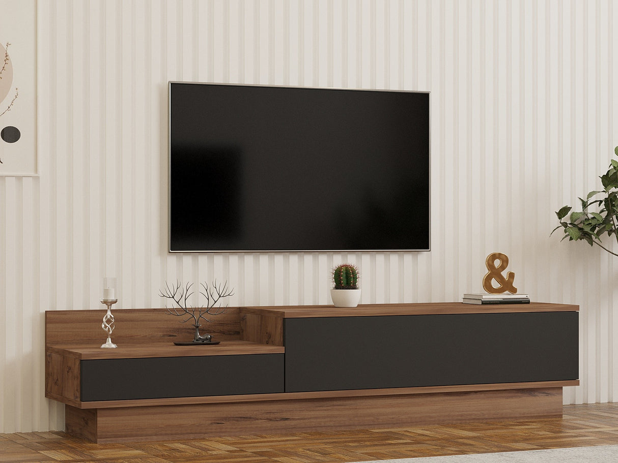 Comodă TV Asır, Pin atlantic - Antracit, 160x35x35 cm