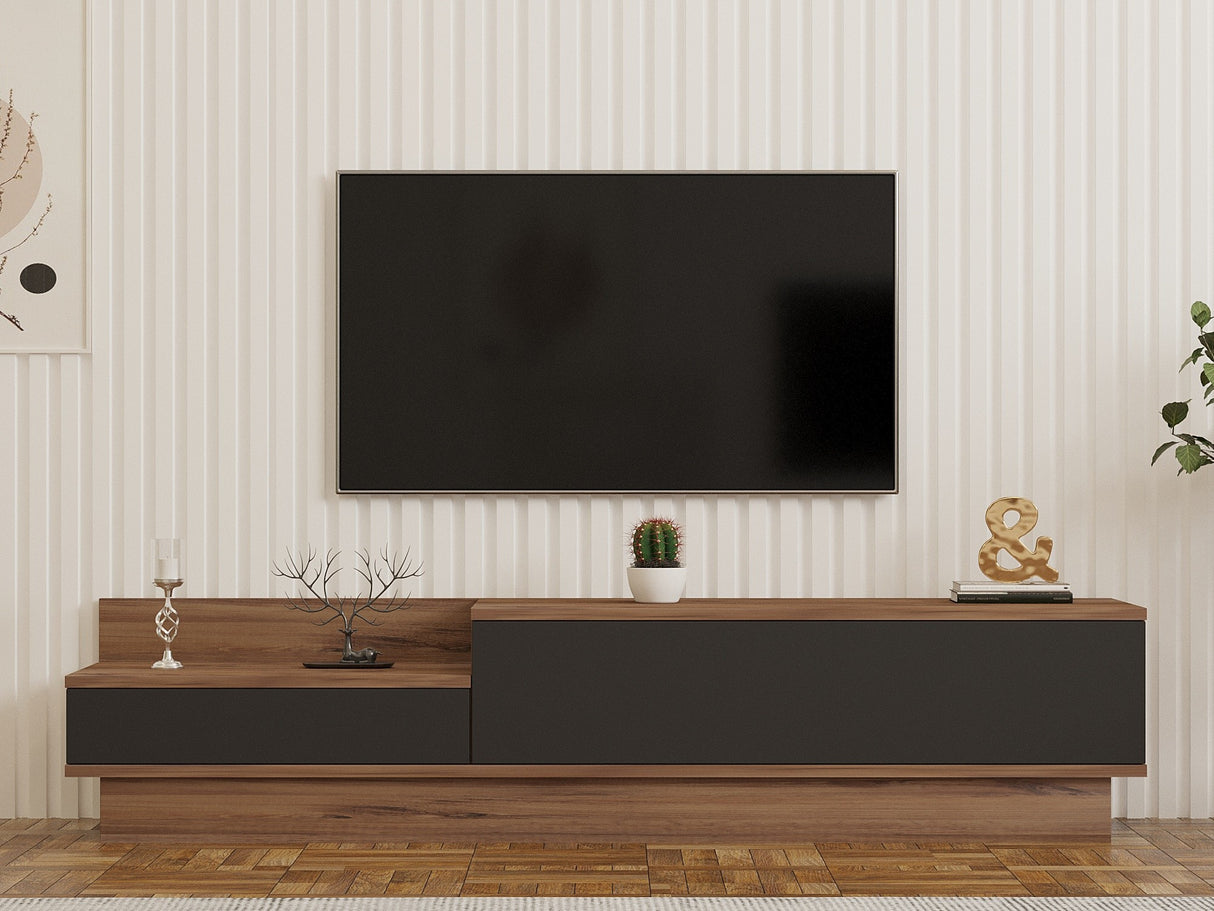 Comodă TV Asır, Pin atlantic - Antracit, 160x35x35 cm