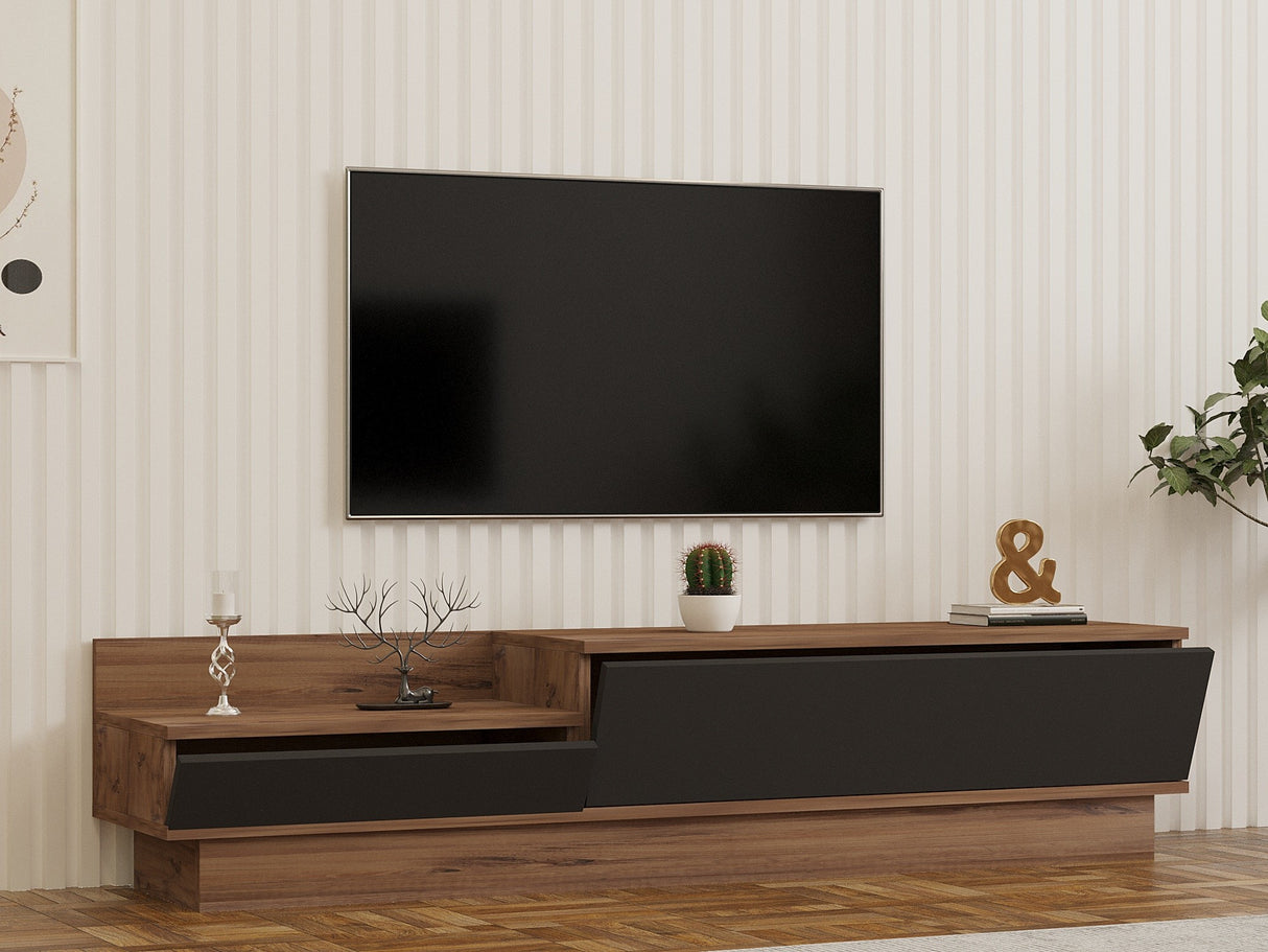 Comodă TV Asır, Pin atlantic - Antracit, 160x35x35 cm