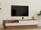 Comodă TV Barko, Pin atlantic - Alb, 160x35x35 cm