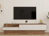 Comodă TV Barko, Pin atlantic - Alb, 160x35x35 cm