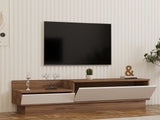 Comodă TV Barko, Pin atlantic - Alb, 160x35x35 cm
