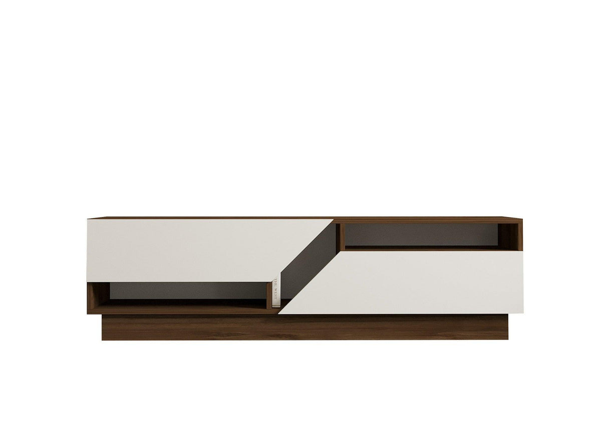 Comodă TV Koza, Diverse culori, 160x40x45 cm - Nuc - Alb | SKU: 835PUQ3058 | Comodă TV Koza, 160x40x45 cm, varianta Nuc - Alb, produs pentru amenajarea locuinței, disponibil online în România la CasaMob