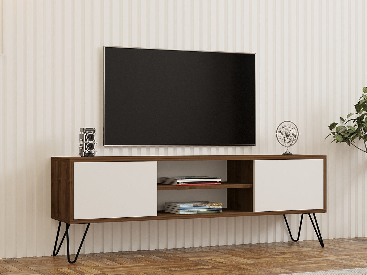 Comodă TV Eva, Nuc - Alb, 140x30x50 cm