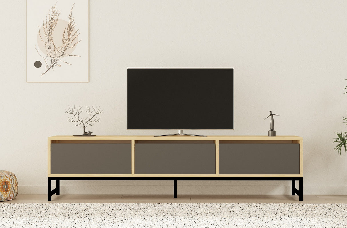 Comodă TV Sahra, Sapphire - Negru - Antracit, 160x40x40 cm