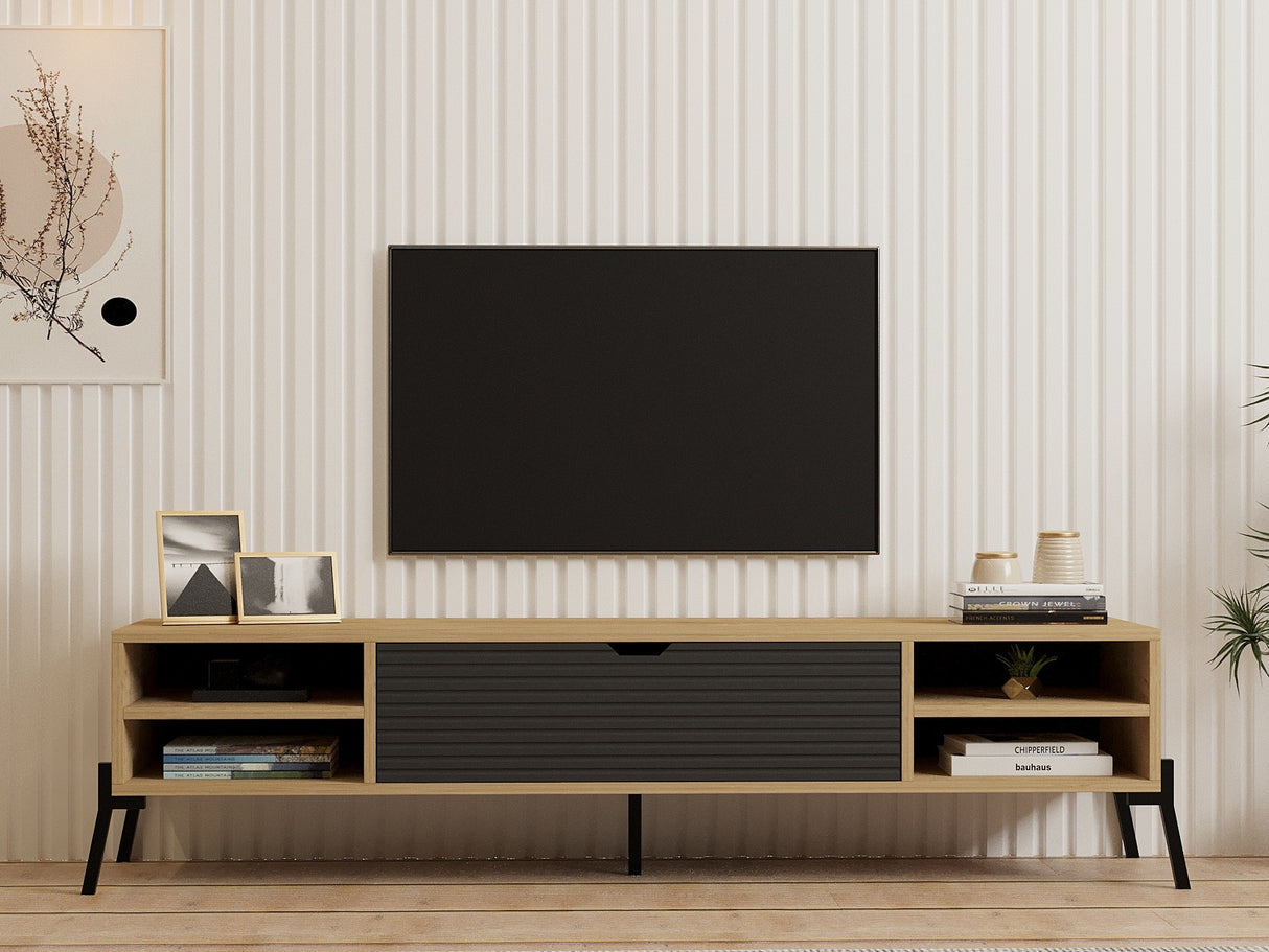 Comodă TV Santa - Sapphire Oak, Antracite, Stejar safir - Antracit, 160x40x36 cm