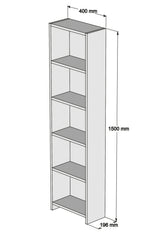 Bibliotecă Barkın, Alb, 40x20x150 cm