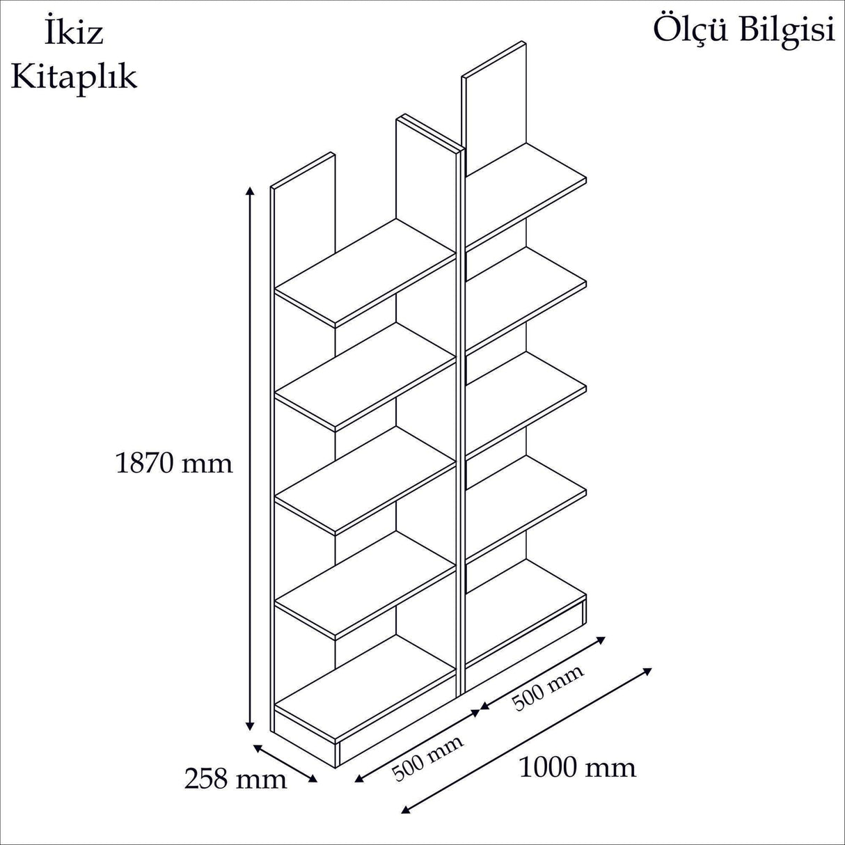 Bibliotecă İkiz, Diverse culori, Diverse dimensiuni - Alb - 100x26x180 cm | SKU: 835PUQ3639 | Bibliotecă İkiz, varianta Alb - 100x26x180 cm, produs pentru amenajarea locuinței, disponibil online în România la CasaMob