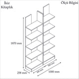 Bibliotecă İkiz, Diverse culori, Diverse dimensiuni - Alb - 100x26x180 cm | SKU: 835PUQ3639 | Bibliotecă İkiz, varianta Alb - 100x26x180 cm, produs pentru amenajarea locuinței, disponibil online în România la CasaMob