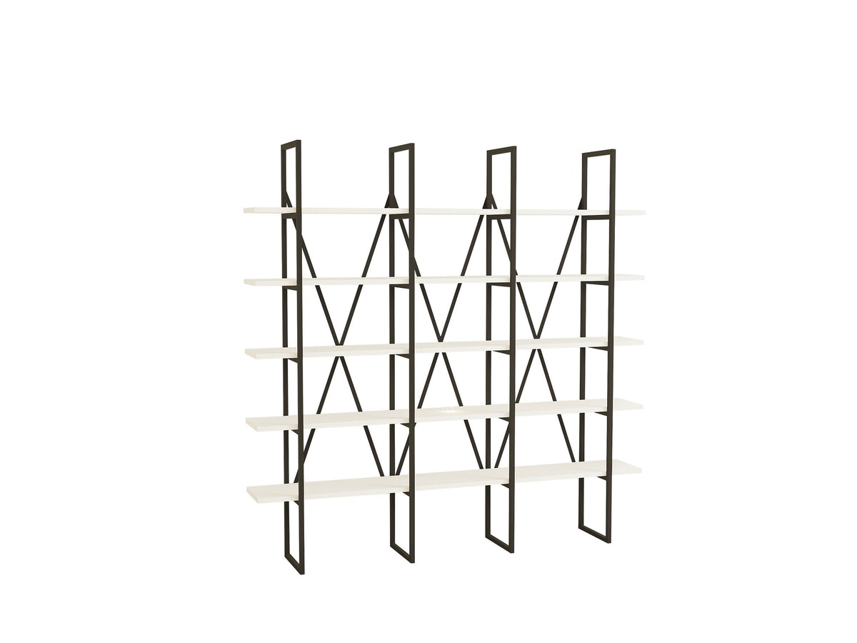 Negru - Alb | SKU: 835PUQ3651 | Bibliotecă Beylerbeyi, 160x26x160 cm, varianta Negru - Alb, produs pentru amenajarea locuinței, disponibil online în România la CasaMob