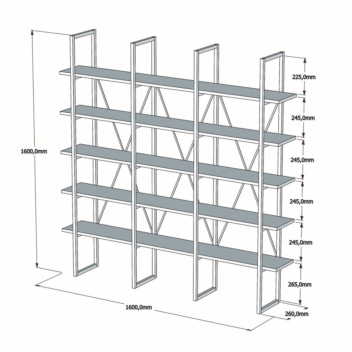 Negru - Alb | SKU: 835PUQ3651 | Bibliotecă Beylerbeyi, 160x26x160 cm, varianta Negru - Alb, produs pentru amenajarea locuinței, disponibil online în România la CasaMob