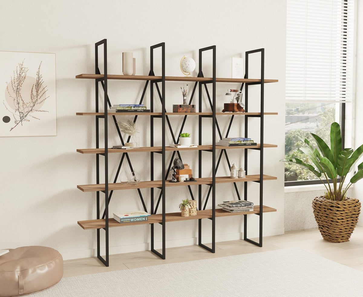 Negru - Pin atlantic | SKU: 835PUQ3652 | Bibliotecă Beylerbeyi, 160x26x160 cm, varianta Negru - Pin atlantic, produs pentru amenajarea locuinței, disponibil online în România la CasaMob