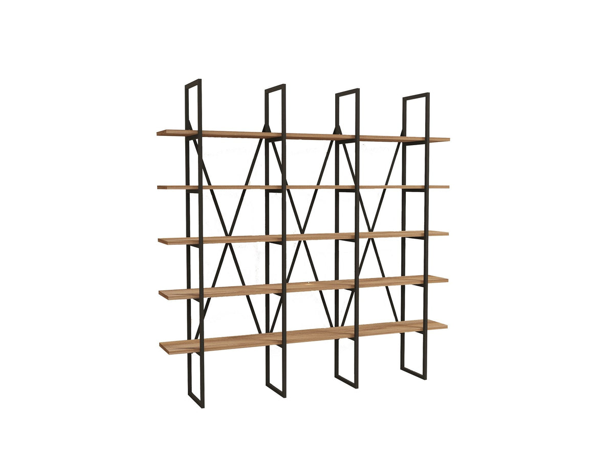 Negru - Pin atlantic | SKU: 835PUQ3652 | Bibliotecă Beylerbeyi, 160x26x160 cm, varianta Negru - Pin atlantic, produs pentru amenajarea locuinței, disponibil online în România la CasaMob