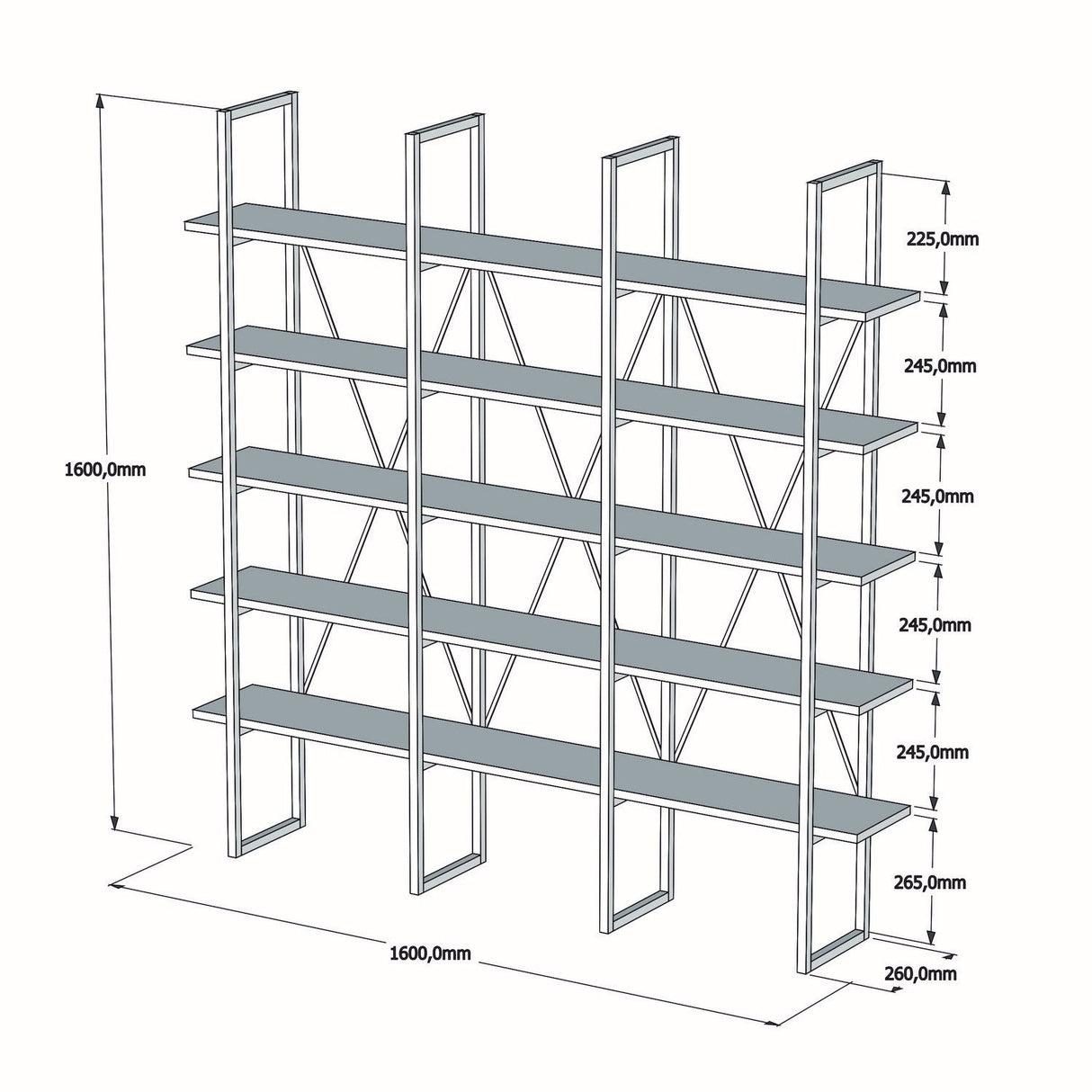 Bibliotecă Beylerbeyi, Diverse culori, 160x26x160 cm - Negru - Pin atlantic | SKU: 835PUQ3652 | Bibliotecă Beylerbeyi, 160x26x160 cm, varianta Negru - Pin atlantic, produs pentru amenajarea locuinței, disponibil online în România la CasaMob