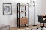 Bibliotecă Milano, Pin atlantic - Negru, 64x32x160 cm