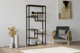Bibliotecă Emina, Diverse culori, 85x29x182 cm - Nuc - Negru | SKU: 835PUQ3670 | Bibliotecă Emina, 85x29x182 cm, varianta Nuc - Negru, produs pentru amenajarea locuinței, disponibil online în România la CasaMob