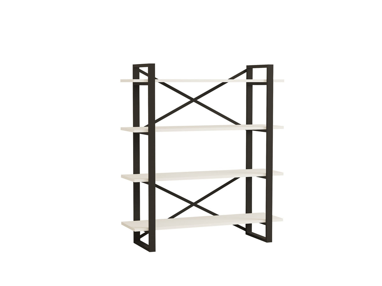 Bibliotecă Makro, Alb - Negru, 106x33x120 cm