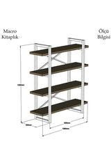 Bibliotecă Makro, Alb - Negru, 106x33x120 cm
