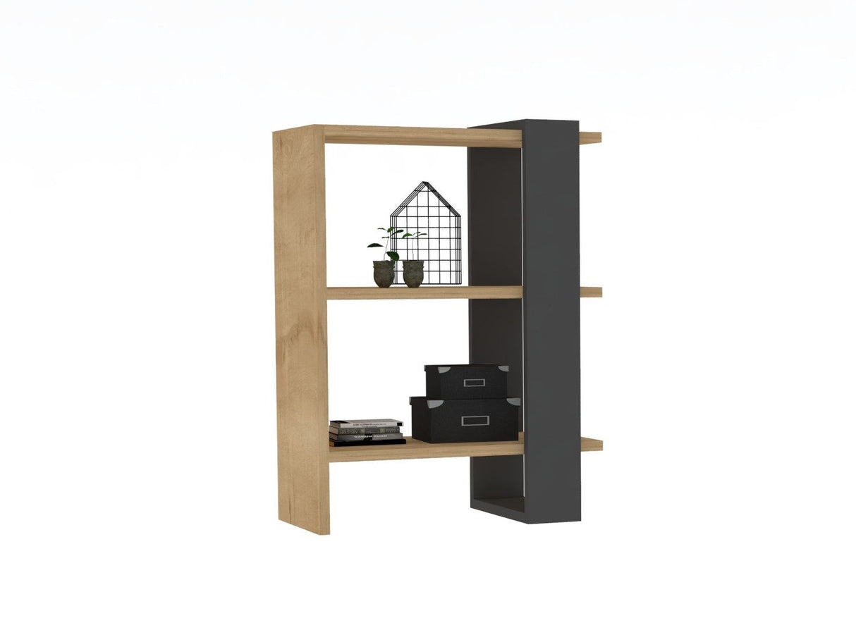 Bibliotecă Yonca, Antracit - Stejar, 52x25x70 cm