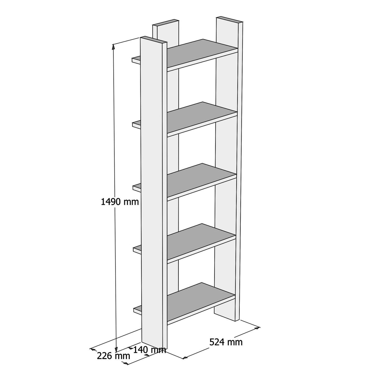 Bibliotecă Virba, Alb, 52x23x149 cm